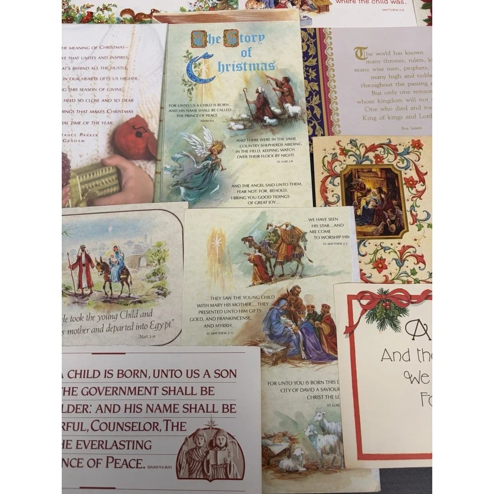 Vintage Christmas Cards Fronts ONLY Bible  Verses More Scrapbooking Crafts 50+